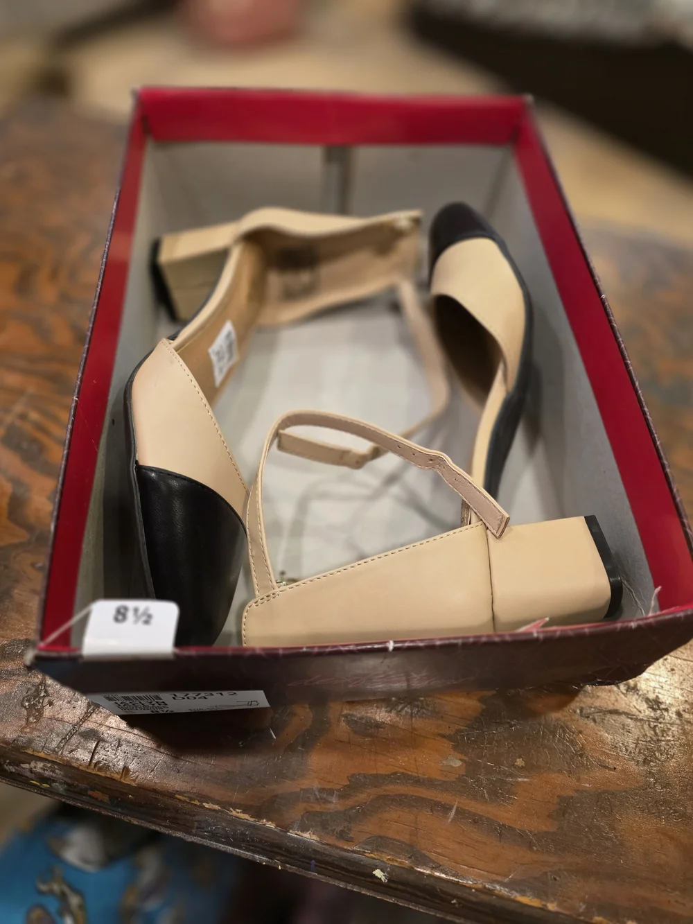 Classic Two-Tone Pointed Toe Ankle Strap Pumps
